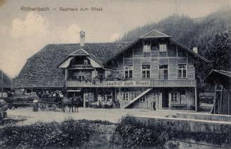Postkarte «Röthenbach – Gasthaus zum Rössli» Verlag E. Luttenbacher, Phot., Münsingen ungelaufen, vermutlich um 1910